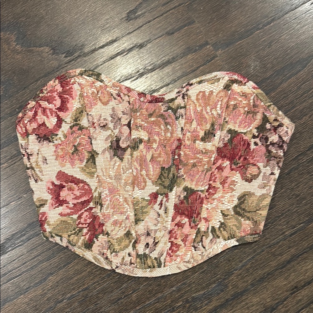 Altar'd State Floral Bustier in Pink and Green